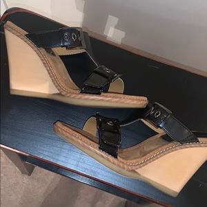 Linea Paolo Black Leather Slide/Platform